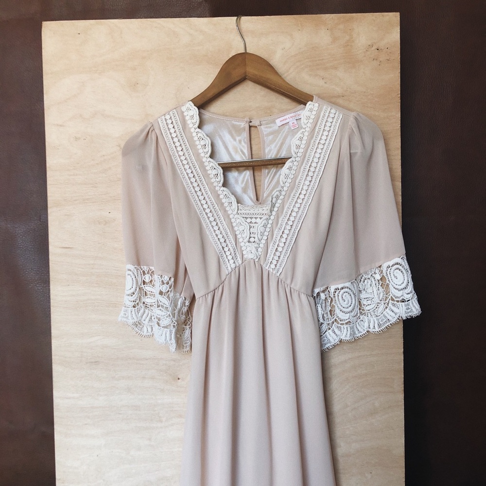 Blush/Cream Boho Dress with Lace Details